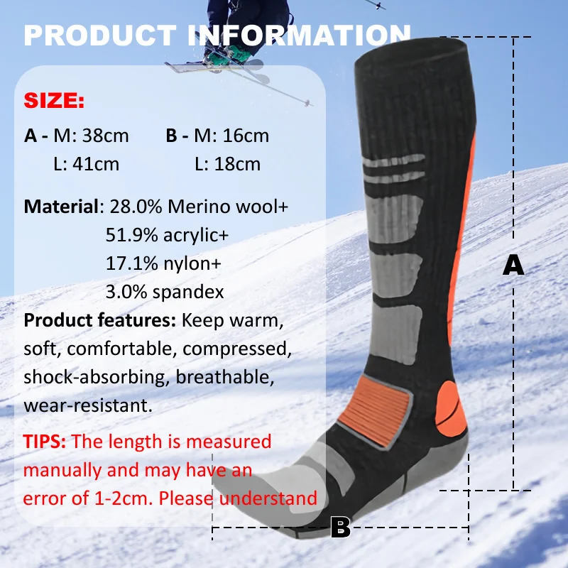 1 par de calcetines de esquí d - Thermal Sock Winter reseña y precio